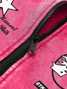 Sweat-shirt à capuche personnalisé avec impression de lettres, sweat-shirt rouge graphique amusant automne/hiver, sweat-shirt à fermeture éclair hip-hop - Product Image 5