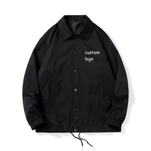 Blouson de motard noir oversize avec col marin et logo brodé sur le devant pour adultes unisexe, à porter toute l'année - Product Image 1