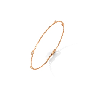 Rose Gold Tone Chain Link Bracelet Cubic Zirconia Charm Bracelet Lobster Clasp Fine Jewelry <b>Gift</b> - Product Image 3