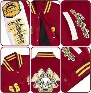Veste d'hiver confortable pour homme, style Letterman, col montant, logo sur le devant, coupe-vent, haute qualité, écologique, 100% fibre de polyester - Product Image 4