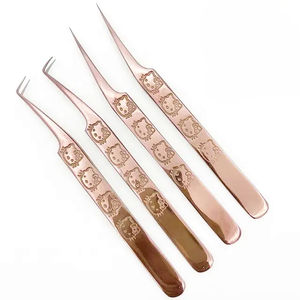 MAHFOOZ INSTRUMENTS แหนบดัดขนตาสแตนเลส 90 องศา สีโรสโกลด์ พร้อมปลายไฟเบอร์สำหรับต่อขนตา ขายดี - Product Image 1