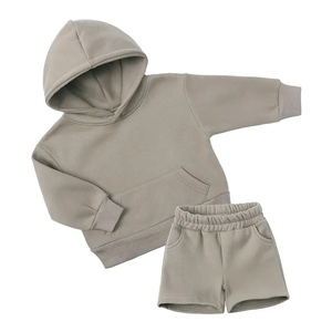 Conjunto de Sudadera con Capucha para Bebé Unisex, Color Sólido, Manga Larga, con Pantalones Cortos Deportivos, Atuendo Casual de Otoño, 2 Piezas - Product Image 5