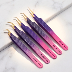 Pince à cils isolante droite à pointe fine en acier inoxydable, outil d'extension de cils avec poignée antidérapante en diamant pour professionnels de salon - Product Image 1