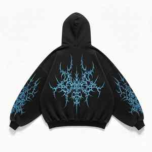 Sweat-shirts à capuche unisexes en molleton épais 450 g/m², coupe oversize, effet délavé, épaules tombantes, avec broderie de logo personnalisée et poche. - Product Image 4