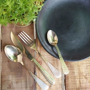 <b>Golden</b> Vintage <b>Cutlery</b> <b>Set</b> Knife Fork Spoon Metal Dining Utensils Decorative Tableware - Product Image 5