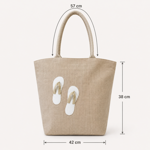 Bolsa de Playa de Lona de Yute con Apliques Personalizados, 42x38x12 cm, Reutilizable, para Compras, Venta al Por Mayor, Fabricante OEM ODM, Marca Privada - Product Image 2