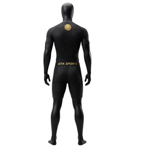 Ensemble T-shirt et short de compression pour homme noir et or, séchage rapide, extensible, pour fitness, entraînement, gym, course à pied, sport - Product Image 2