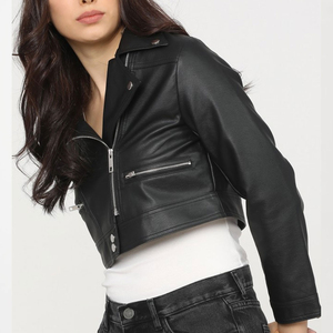 Custom Women Leather Jacket Stylish Faux Leather <b>Coat</b> <b>Zipper</b> Motorcycle Jacket Fashion Clothing for Women Leather Jacket - Product Image 5