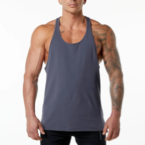 Custom Logo Wholesale 100% Cotton Breathable Embroidery & Button <b>Crop</b> <b>Tops</b> High Quality Muscle Fitness Gym Tank <b>Top</b> <b>for</b> <b>Men</b> - Product Image 1
