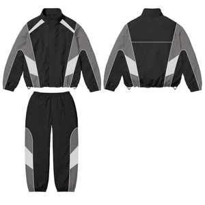 Nouvelle Collection Survêtement Homme Coupe Droite Coupe-Vent 100% Polyester avec Col Montant, Pantalon de Survêtement et Passepoil Ondulé 2 en 1 - Product Image 2