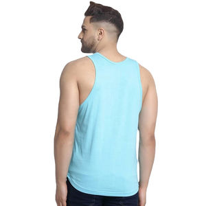 Débardeur graphique Smiley pour homme – Imprimé visage de dessin animé accrocheur, bleu clair, dos nageur, idéal pour la gym et le streetwear - Product Image 4