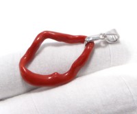 Pendentif en argent sterling 925, branche de corail rouge italien, pendentif bâton de corail de la mer Méditerranée, corail rouge naturel, taille 32 × 23 mm