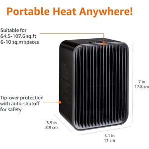 Riscaldatore Elettrico in Ceramica Leggero da 0,77 kg per Uso Interno, 520 W con 3 Impostazioni di Calore e Controllo della Temperatura - Product Image 3