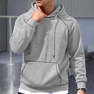 Custom Men Hoodie Light Grey Cotton Fleece Pullover Streetwear Plain Blank Sportswear Sialkot Factory Direct Premium Quality OEM - Product Image 6