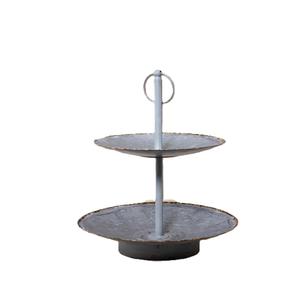 Soporte de Pastel Metálico Decorativo con Acabado Dorado Antiguo, de 2 Niveles, para Fiestas de Cumpleaños, de Lujo, Venta al Por Mayor - Product Image 3