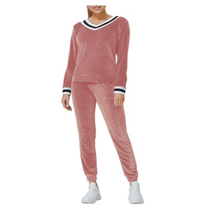 Acheter logo personnalisé velours 100% coton survêtement femmes Jogging costume Gym portant survêtement pour les femmes disponibles dans toutes les couleurs2026 - Product Image 3