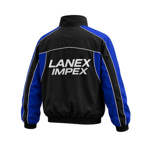 Chaqueta cortavientos OEM personalizada para hombre, negra y azul real, ligera, con cremallera, para entrenamiento deportivo, correr, poliéster premium, para exteriores - Product Image 3