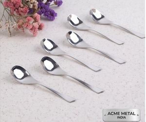 ชุดช้อนสแตนเลส Acme Metal Classic จำนวน 6 ชิ้น ขัดเงาอย่างดี ทนสนิม ดีไซน์ทันสมัย สำหรับชุดอาหารงานแต่งงานและร้านกาแฟ - Product Image 1