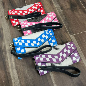 Portefeuille long multifonctionnel à grande capacité pour femme, porte-cartes et pochette pour téléphone, portefeuille en cuir à carreaux avec protection RFID - Product Image 5