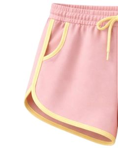 <b>Light</b> Pink Yellow Women <b>Lounge</b> Shorts Elastic Waist Drawstring Contrast Trim Soft Cotton Polyester Casual Summer Comfy Shorts - Product Image 3