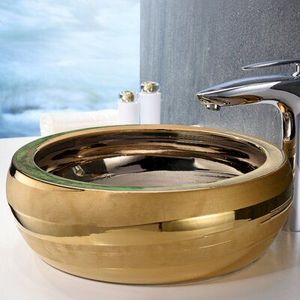 Lavabo décoratif haut de gamme en laiton, vasque de luxe pour salle de bain, bol en métal à poser sur comptoir pour la décoration intérieure de maison, hôtel, restaurant - Product Image 4