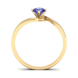 Anillo de Compromiso REYES con Tanzanita de Corte Redondo de 0.5 Quilates, Joyería Fina de Boda en Oro Amarillo Sólido de 14K/18K con Diamantes - Product Image 4