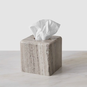 <b>Grey</b> Tissue Holder Luxury Stone Tissue <b>Box</b> Modern Decorative Bathroom Tabletop Home Organizer Accessory morchuna brown being - Product Image 2