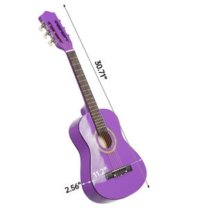 Set Chitarra Acustica per Principianti con Chitarra Rotonda Viola da 30 Pollici, Plettri, Corde, Capotasto, Custodia, Accordatore e Tracolla - Product Image 2