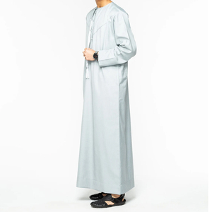 Abelin Modern Kuwait Style Arabic Saudi Long Sleeve Modest Ankle Length <b>Mens</b> <b>Thobes</b> Jubbah Plus Size Solid Polyester Thermal - Product Image 2