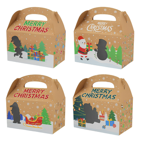 Christmas Paper Favor Boxes with Handle Custom Kraft <b>Gift</b> Packaging for Party Events - Product Image 2