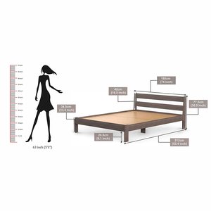 Lit plateforme en bois massif Roverb au design moderne, taille king-size - Product Image 1