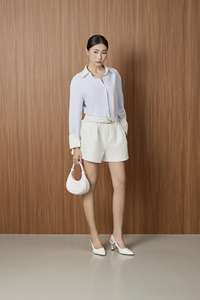 Chemise à manches longues pour femmes, col rabattu (col pointu), élégante/chic de bureau/minimaliste coréen, chemise classique rayée CLARE KA63 - Product Image 3