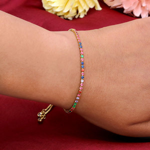 925 Sterling Silver Multicolor cz Prong set Fine <b>Bracelet</b> <b>Adjustable</b> <b>Gold</b> Plated Fine Jewelry For Women Gift Party Wholesale - Product Image 5