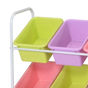 Modern 9-Bin Plastic Drawer Wheeled <b>Trolley</b> <b>Storage</b> Organizer Easy Knock-Down Assembly Home Furniture Fan Lin FLF-5014A Iron - Product Image 1