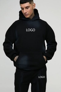 Ensemble de survêtement à capuche noir pour homme, 100% coton, longueur intégrale, décontracté, avec poches latérales, coupe ample, pour l'automne - Product Image 2