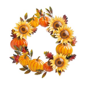 Guirnalda Artesanal de Otoño con Calabazas y Girasoles, Decoración Metálica para Colgar en la Pared con Hojas Otoñales, Decoración para Puerta Interior y Exterior para la Cosecha y Acción de Gracias - Product Image 2