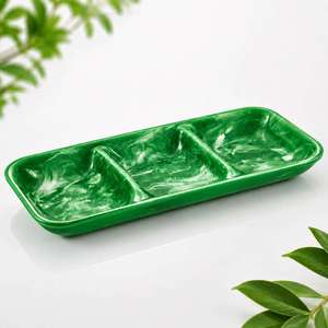 ถาดเสิร์ฟลายดอกไม้เพ้นท์มือ ทำจากเรซิ่นรักษ์โลก สำหรับตกแต่งบ้าน - Product Image 4