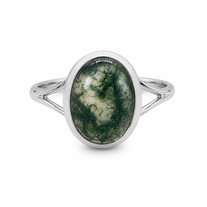 Women's Handmade Classic Gold Plated 925 Sterling Silver Bezel Setting Oval Natural Green <b>Moss</b> <b>Agate</b> Gemstone Third Party <b>Ring</b> - Product Image 2