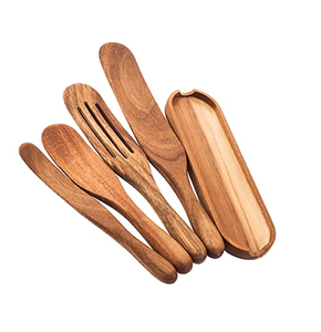 Espátula de madera maciza con mango largo, cuchara mezcladora de ensalada antiadherente, juego de 5 piezas para uso doméstico, en hoteles y cocinas. - Product Image 2