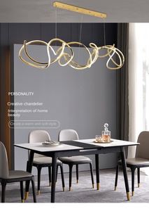 โคมไฟระย้า LED โมเดิร์น เรียบหรู สไตล์นอร์ดิก สำหรับโรงแรม ห้องตัวอย่าง ร้านอาหาร ดีไซน์พิเศษ รูปทรงแปลกตา ทำจากสแตนเลสสีทอง - Product Image 2