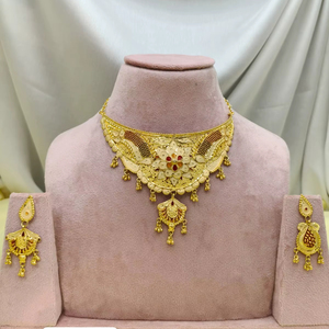 18K Gold Plated Brass Women's Necklace <b>Set</b> Engagement Anniversary Wedding Party Jewelry Earrings Forming gold Insert Trendy - Product Image 1
