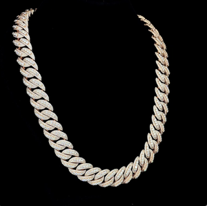 Nueva Cadena Cubana Hip Hop de 22 Pulgadas, 16mm, CVD HPHT, con Incrustaciones de Diamantes, Chapada en Oro Rosa S925, con Eslabones en Relieve, para Hombre - Product Image 4