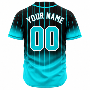 Maillot de baseball Sinewy pour homme, personnalisable avec nom et numéro, à rayures dégradées, sublimé, anti-humidité, manches courtes, coupe classique - Product Image 3