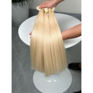Virgin European Hair Bulk <b>Extensions</b> <b>Blonde</b> Color Single Weft Double Drawn Human Hair Weave - Product Image 5