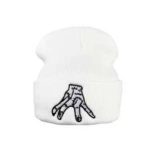 Design Your Own Embroidered Skeleton Hand Beanie Hat Unisex <b>Winter</b> <b>Cap</b> 100% Acrylic Street Style Casual Adult Size 56-58CM - Product Image 2