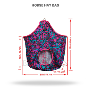 Slow Feed Horse Hay Bag Customized Nylon <b>Equestrian</b> Feeding Bag with Front Hole for Stable and Travel Use - Product Image 2
