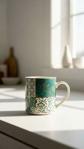 Taza de Cerámica Vintage Resistente al Calor, Apta para Lavavajillas y Microondas, con Diseño de Hojas, Gran Capacidad, para Café y Té, para el Hogar y la Oficina - Product Image 4