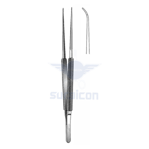 Pinzas de Sutura Microquirúrgicas Curvas de 18 cm / 7 Pulgadas con Punta Fina de 0.6 mm, Instrumento Microquirúrgico de Acero Inoxidable para Trabajo de Precisión - Product Image 1