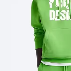 Unisex <b>Green</b> Hooded <b>Tracksuit</b> Set Cotton Sweatshirt and Pant with Front Letter Print Casual Autumn Wear <b>men</b> puff print <b>tracksuit</b> - Product Image 5