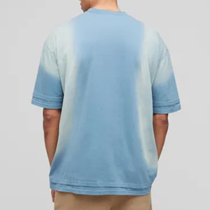 Camiseta Casual Oversize de Manga Corta con Cuello Redondo y Estampado Tie-Dye Azul para Hombre, Tejido de Algodón Transpirable, Corte Regular - Product Image 2